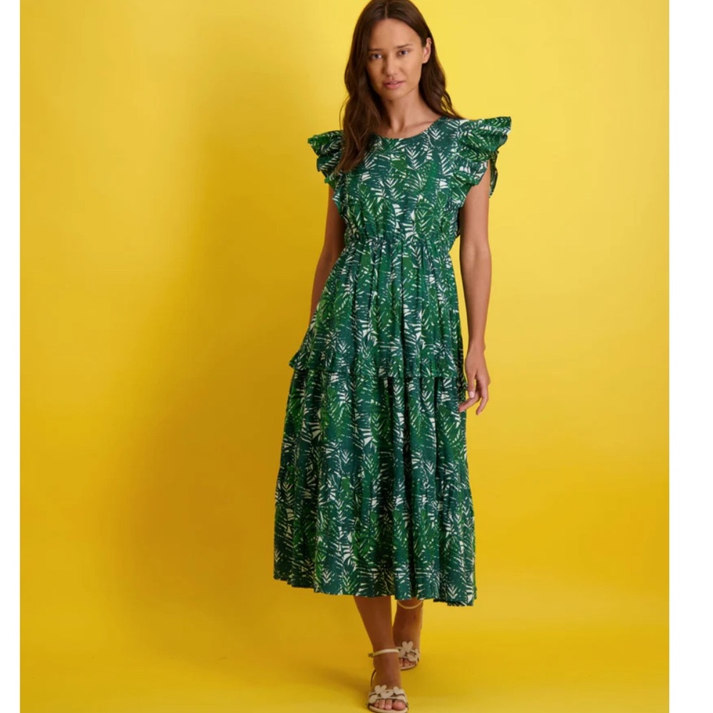 Mer St. Barth S Giselle Alexi Maxi Dress - Emerald Palm - Large